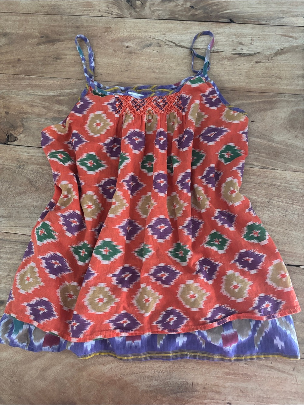 Denim & Supply Ralph Lauren Orange Ikat Print Spaghetti Strap Tank Size XS/TP